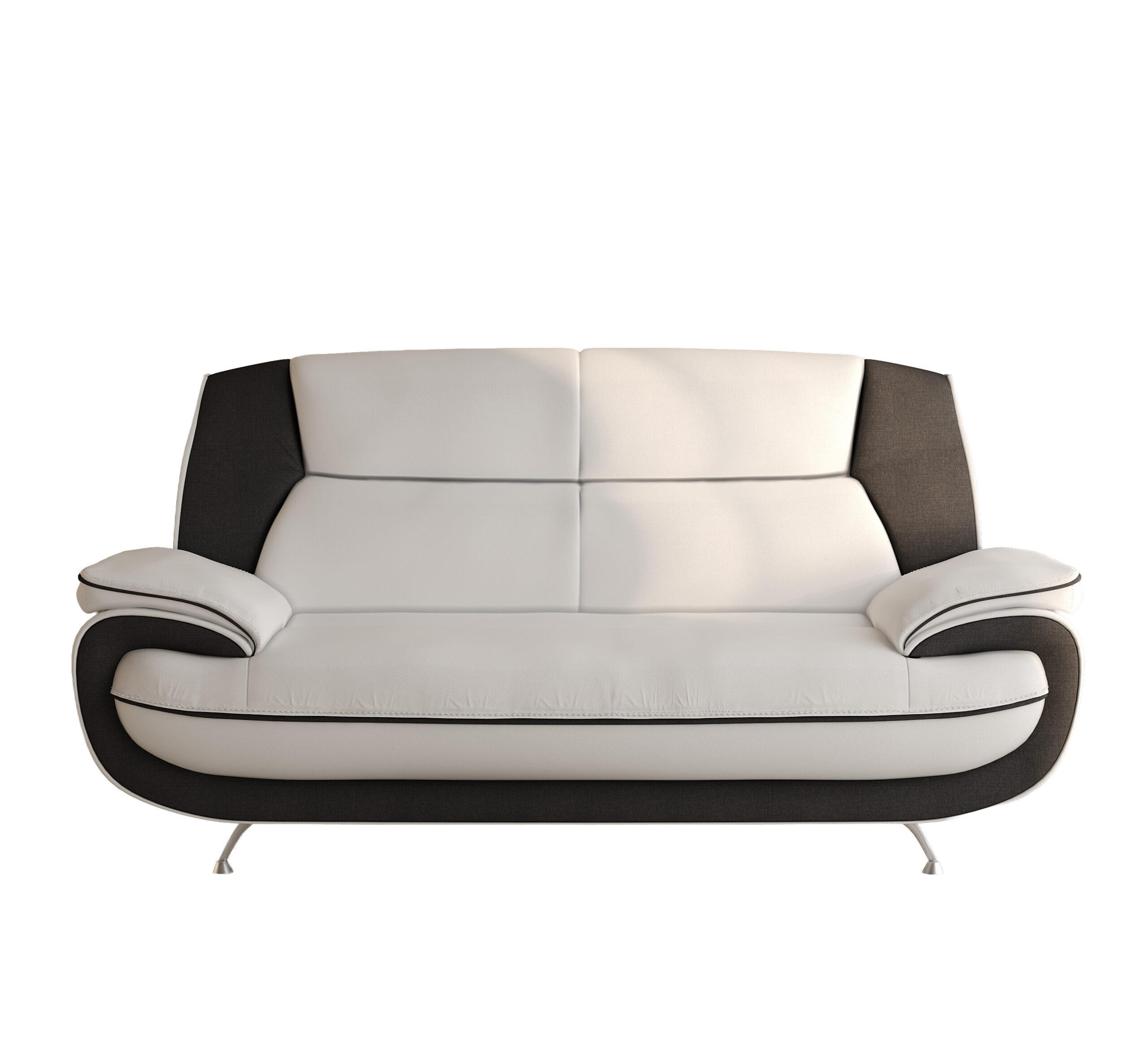 SOFA 2-Sitzer, Stoff Kronos, Weiß + Schwarz, Palermo - Weiß, Holz (168/89/87cm) - Kaiser Möbel