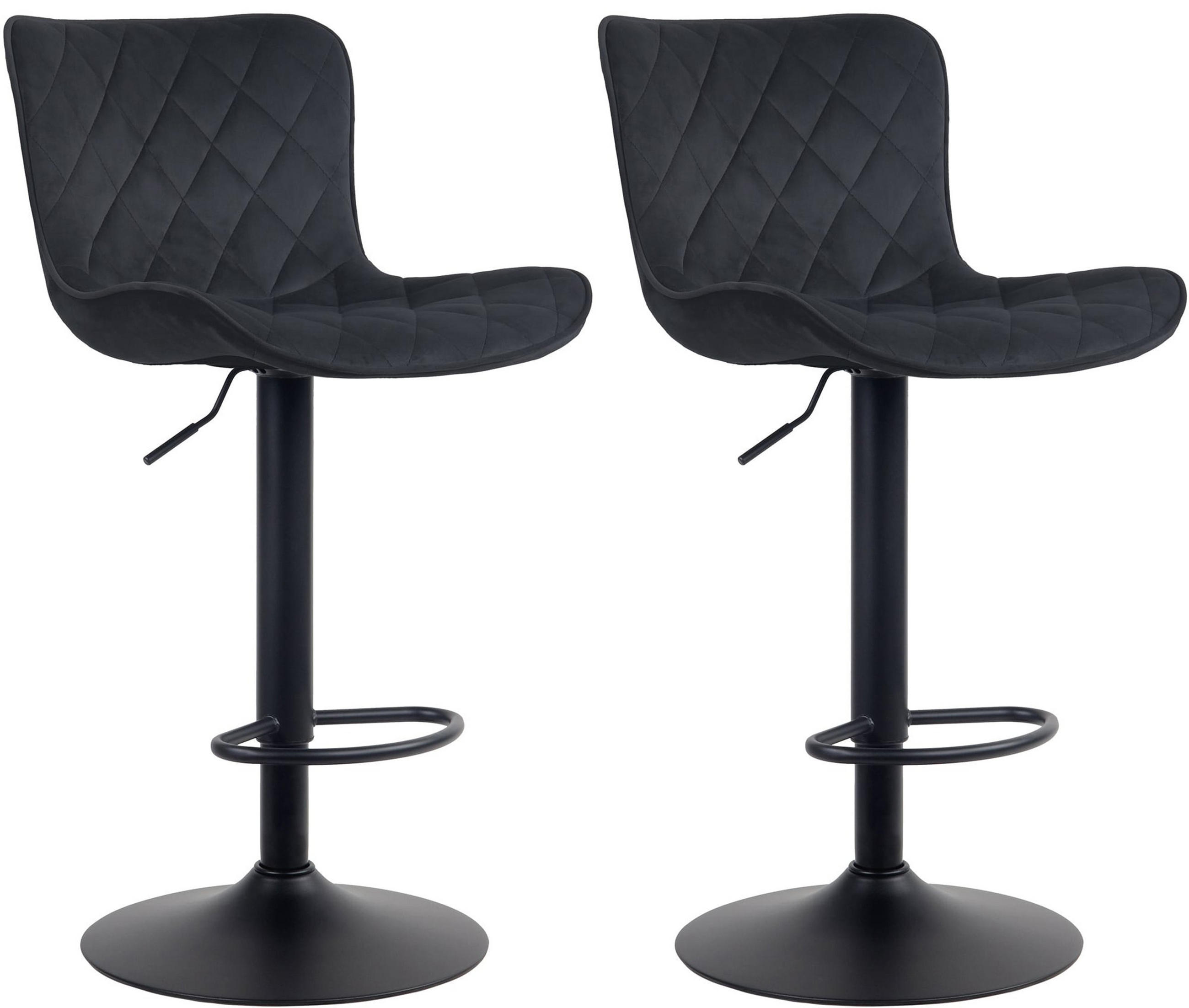 BARHOCKER 2er Set Emil Samt schwarz - Schwarz, Textil/Metall (48/107/54cm) - TPFLiving