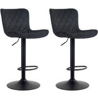 BARHOCKER 2er Set Emil Samt schwarz - Schwarz, Textil/Metall (48/107/54cm) - TPFLiving