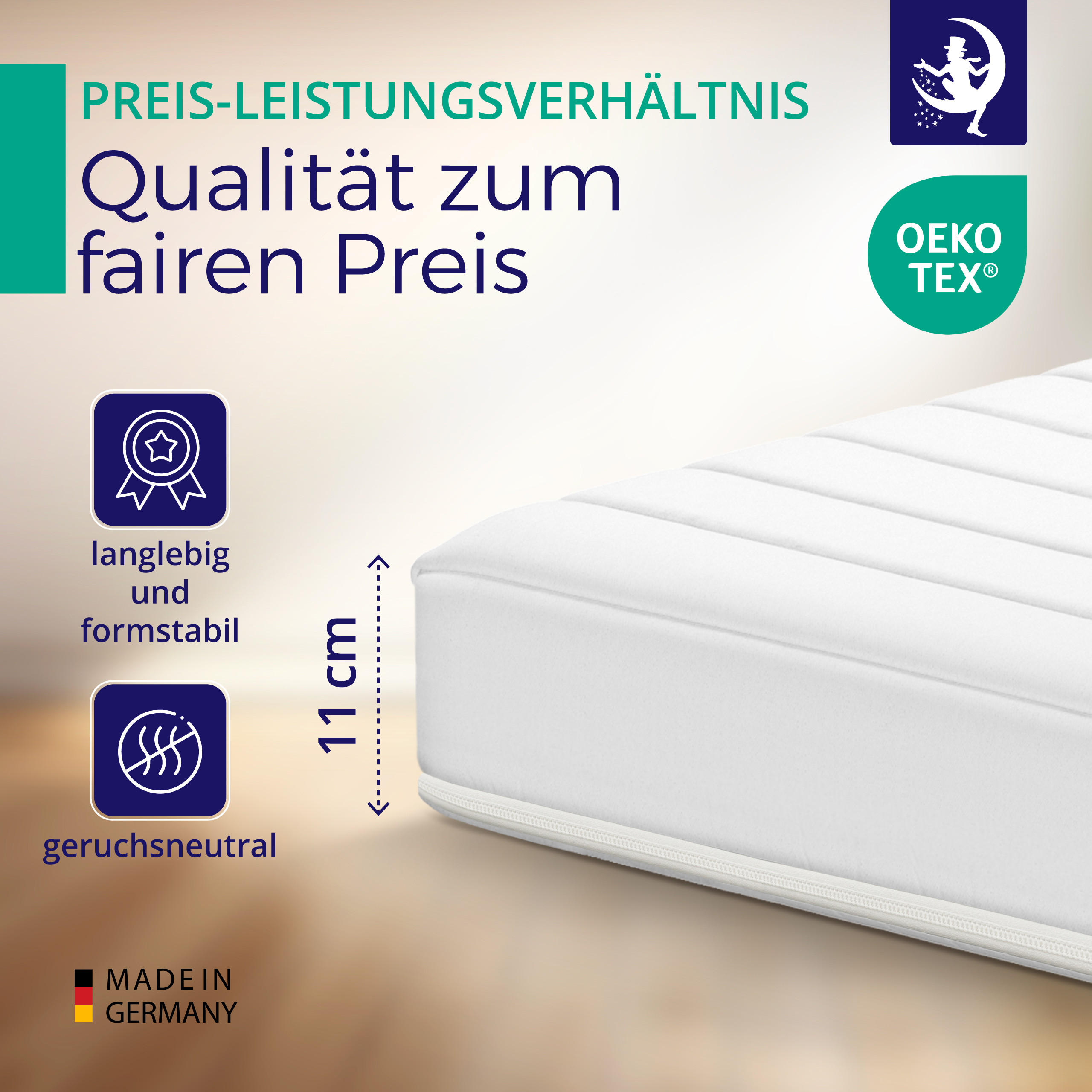 MATRATZE 120x190 Kaltschaummatratze mit Härtegrad H3 - Kinder und Jugendmatratze - Weiß, Textil (120/190cm) - Mister Sandman