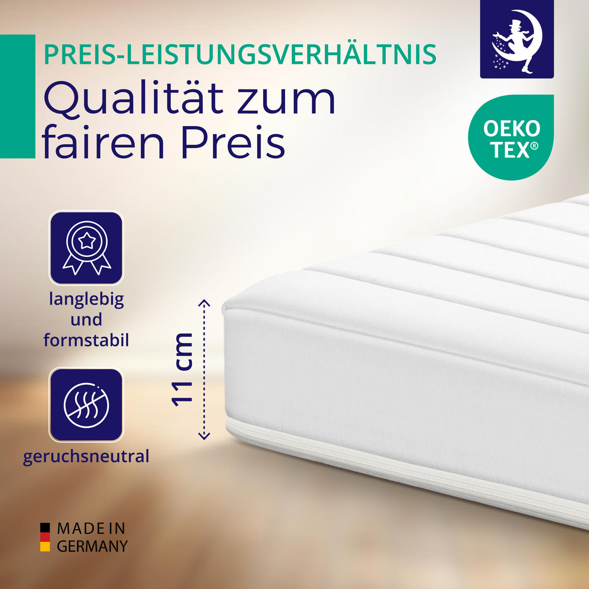 MATRATZE 200x200 Kaltschaummatratze mit Härtegrad H3 - Mikrofaserbezug - Weiß, Textil (200/200cm) - Mister Sandman