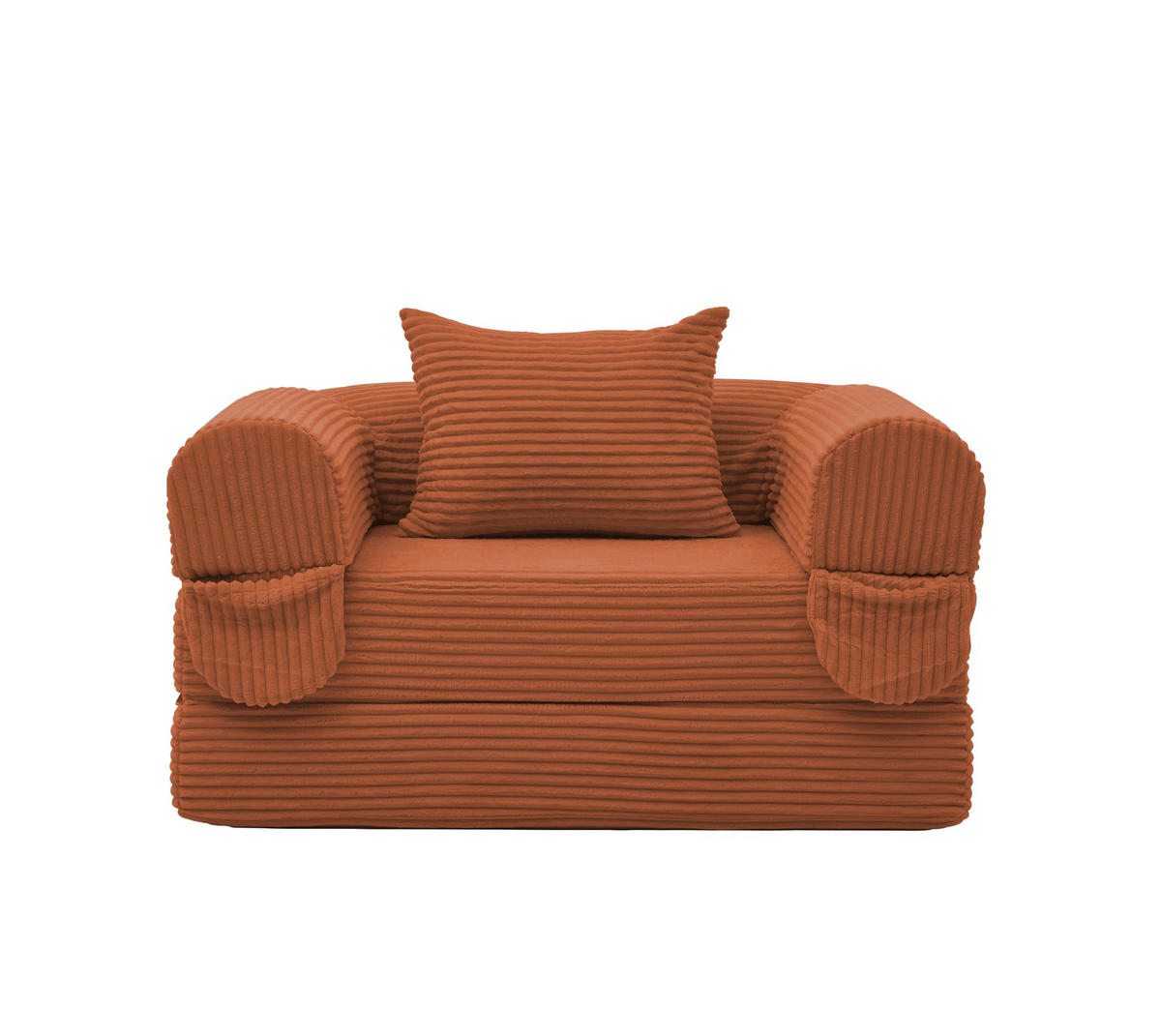 SCHLAFSOFA 2-in-1 Kord Orange mit Kissen - Orange, Kunststoff (85/65/120cm) - Meubliv