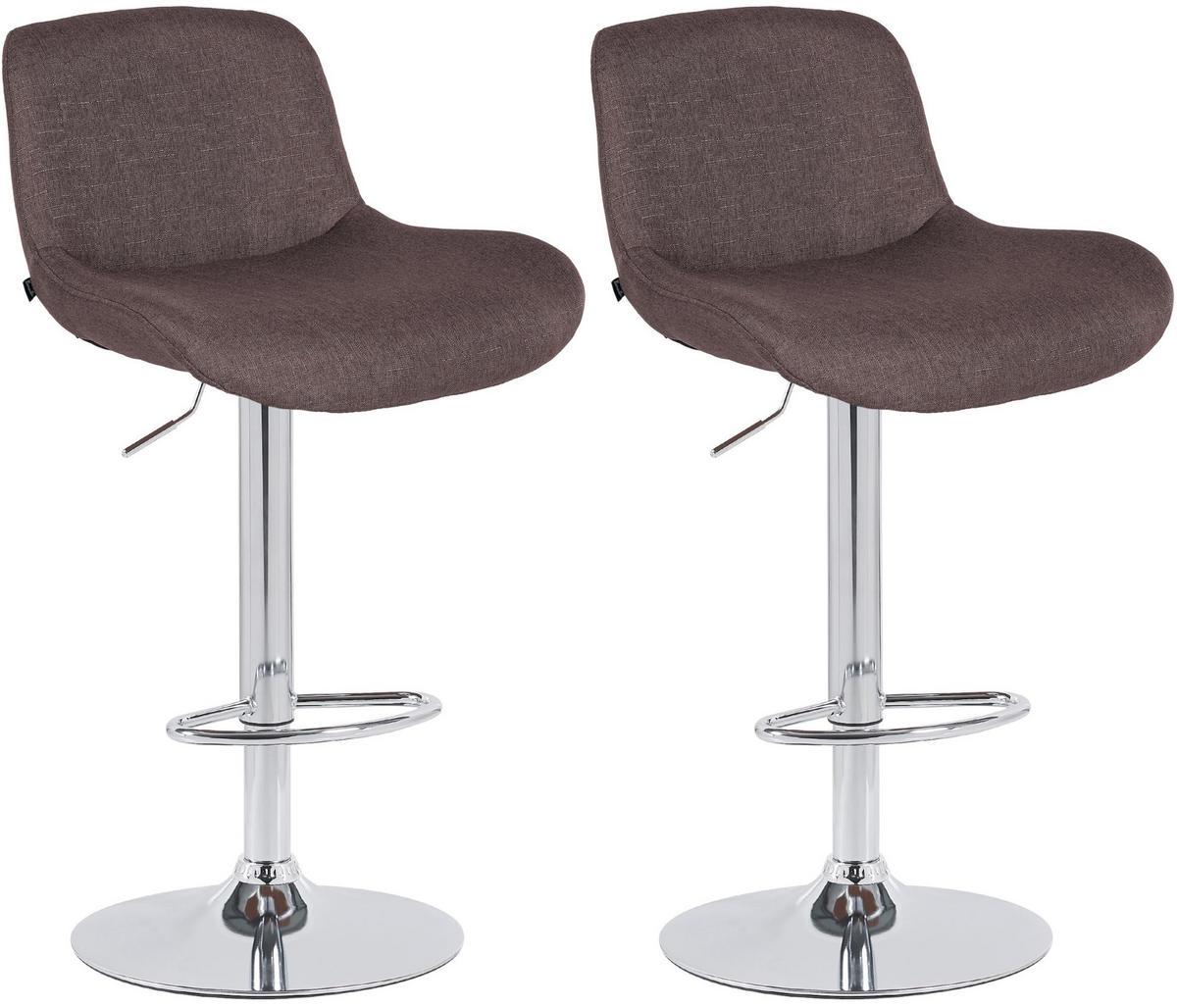 BARHOCKER 2er Set Stoff Dunkelbraun - Chromfarben/Dunkelbraun, Textil/Metall (50/85/50cm) - CLP