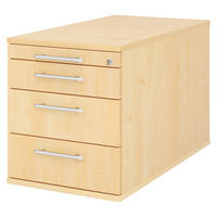 ROLLCONTAINER - mit 3 Schubladen 80/42,8/51,2 cm in Ahornfarben Relinggriff (Kunststoff) - Ahornfarben, Holzwerkstoff (42.8/51.2/80cm) - bümö