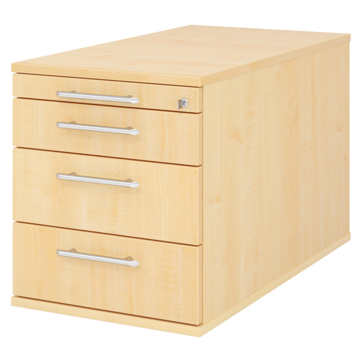 ROLLCONTAINER - mit 3 Schubladen 80/42,8/51,2 cm in Ahornfarben Relinggriff (Kunststoff) - Ahornfarben, Holzwerkstoff (42.8/51.2/80cm) - bümö