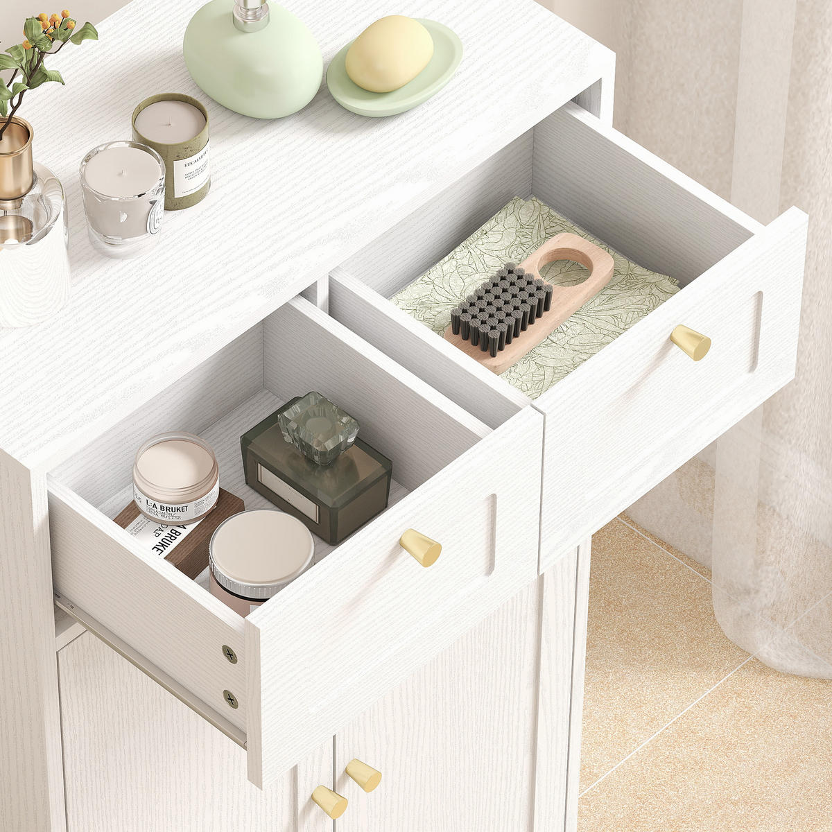 MIDISCHRANK DE-17339 2 Schubladen, 3-fach verstellbares Regal Weiß - Weiß, Holzwerkstoff (30/108/60cm) - ComfortXL