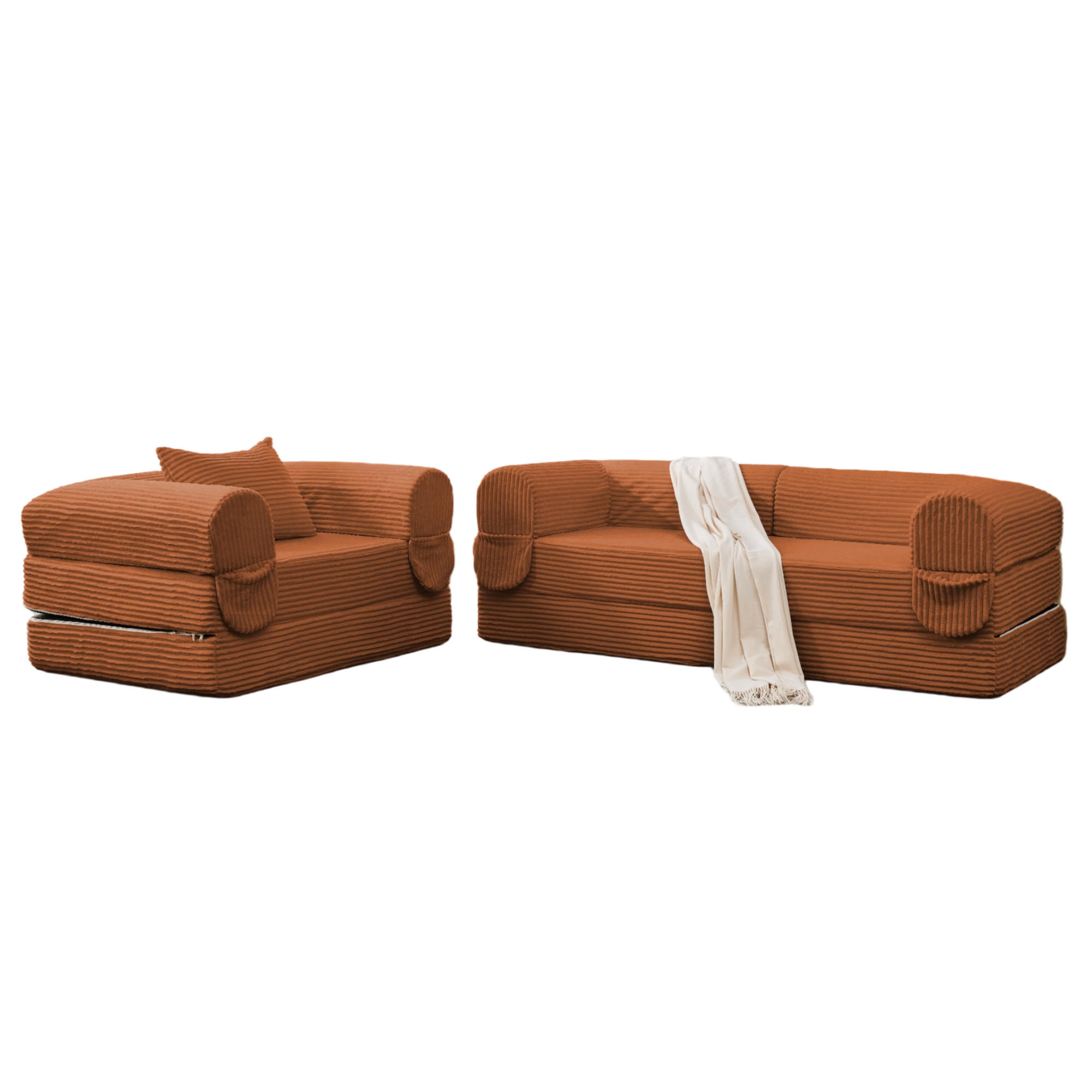 SITZGARNITUR DE-35226 3-Sitzer Orange - Orange, Textil (78/65/190cm) - ComfortXL