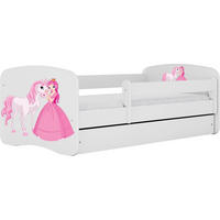 KINDERBETT Emily mit Schublade und Matratze, Weiß 70x140 cm - Weiß/Rosa, Holzwerkstoff (140/70cm) - WFL GROUP