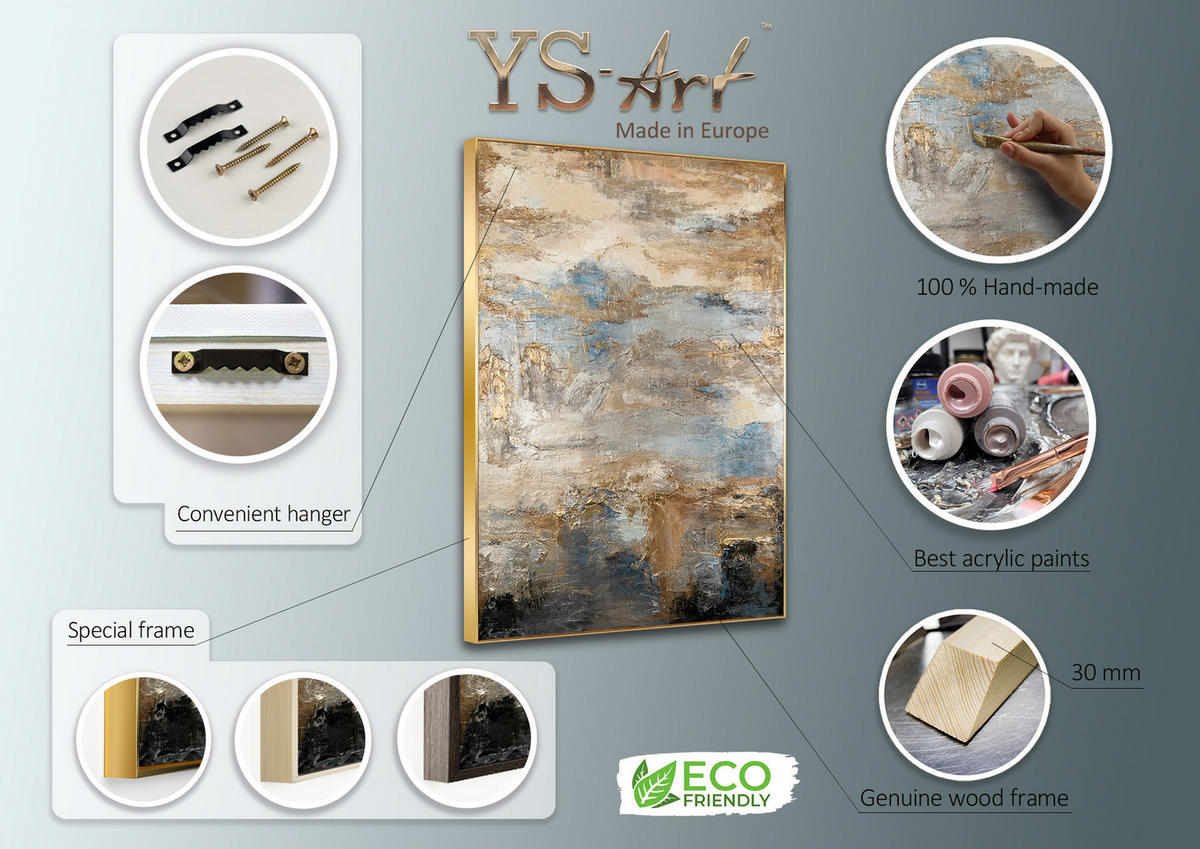 GEMÄLDE Glanz und Eleganz Schattenfugenrahmen Beige 140x100 cm - Beige, Holz (140/100cm) - YS-art gallery