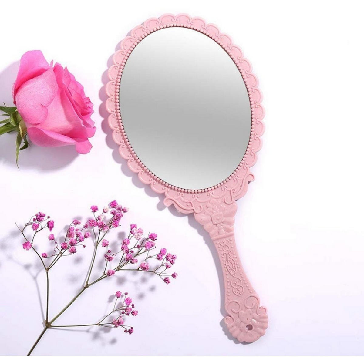 TASCHENSPIEGEL Rosa Vintage Make-up Haarpflege - Pink, Kunststoff (11.4/3/22.8cm) - MCBOSON