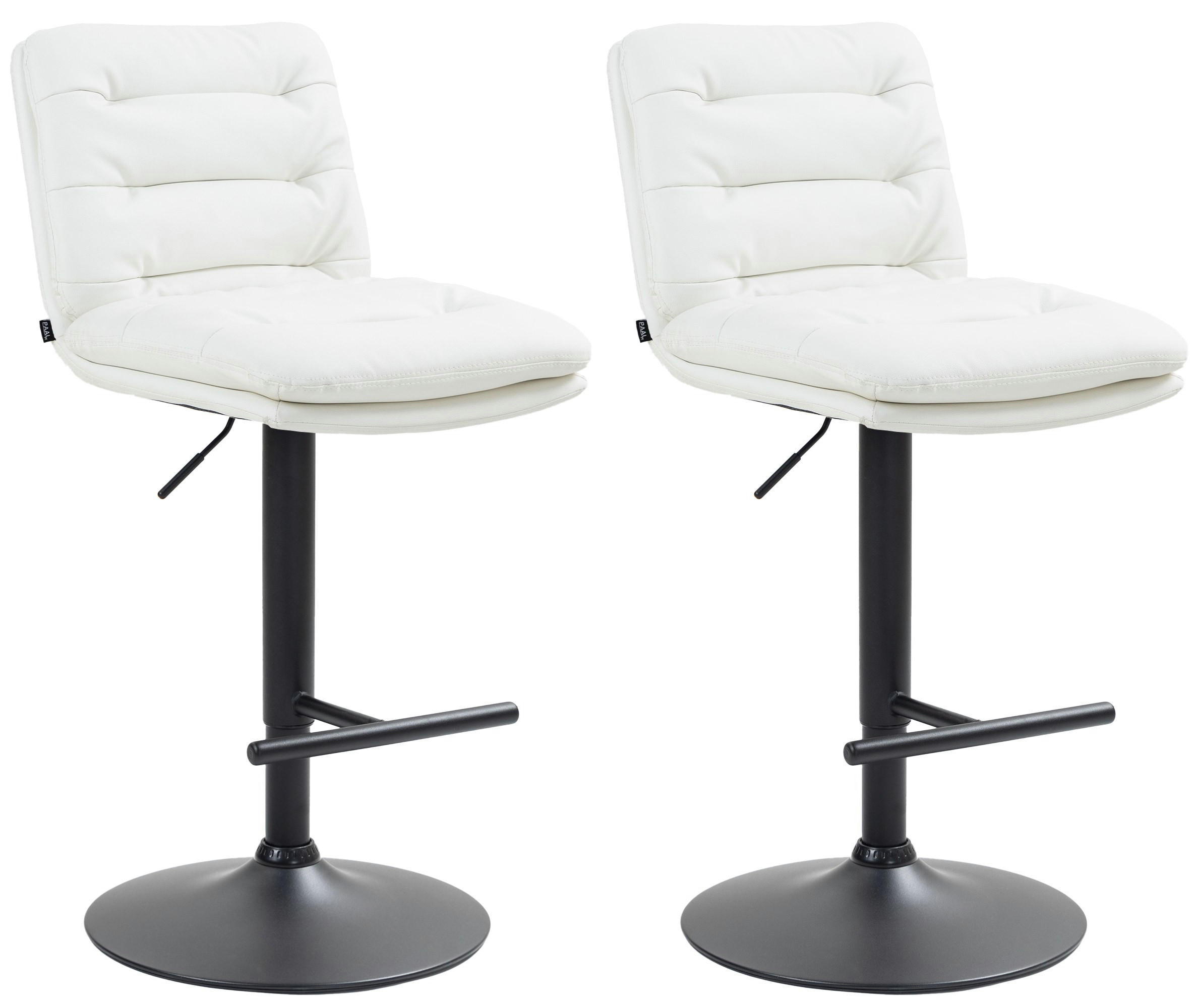 BARHOCKER 2er Set Lederlook weiß - Schwarz/Weiß, Textil/Metall (42/94/56cm) - CLP
