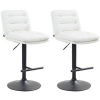 BARHOCKER 2er Set Lederlook weiß - Schwarz/Weiß, Textil/Metall (42/94/56cm) - CLP