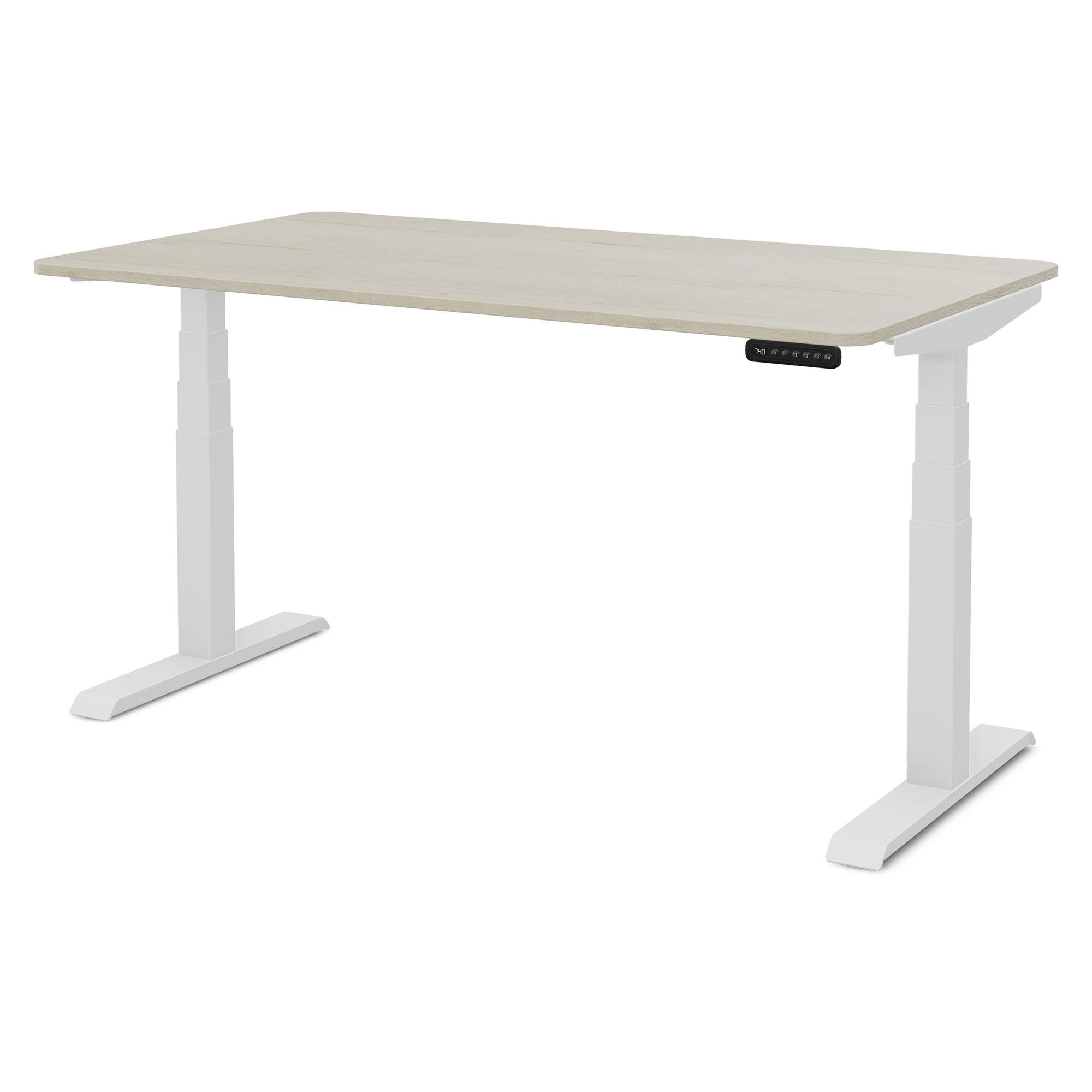 SCHREIBTISCH Elektrisch höhenverstellbarer Kinderschreibtisch JUNIOR Curved Eiche Polar Signalweiß 140/80/52.5-121cm - Eiche Bianco/Weiß, Holzwerkstoff/Metall (80/140/121cm) - ASSMANN