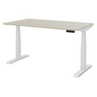 SCHREIBTISCH Elektrisch höhenverstellbarer Kinderschreibtisch JUNIOR Curved Eiche Polar Signalweiß 140/80/52.5-121cm - Eiche Bianco/Weiß, Holzwerkstoff/Metall (80/140/121cm) - ASSMANN