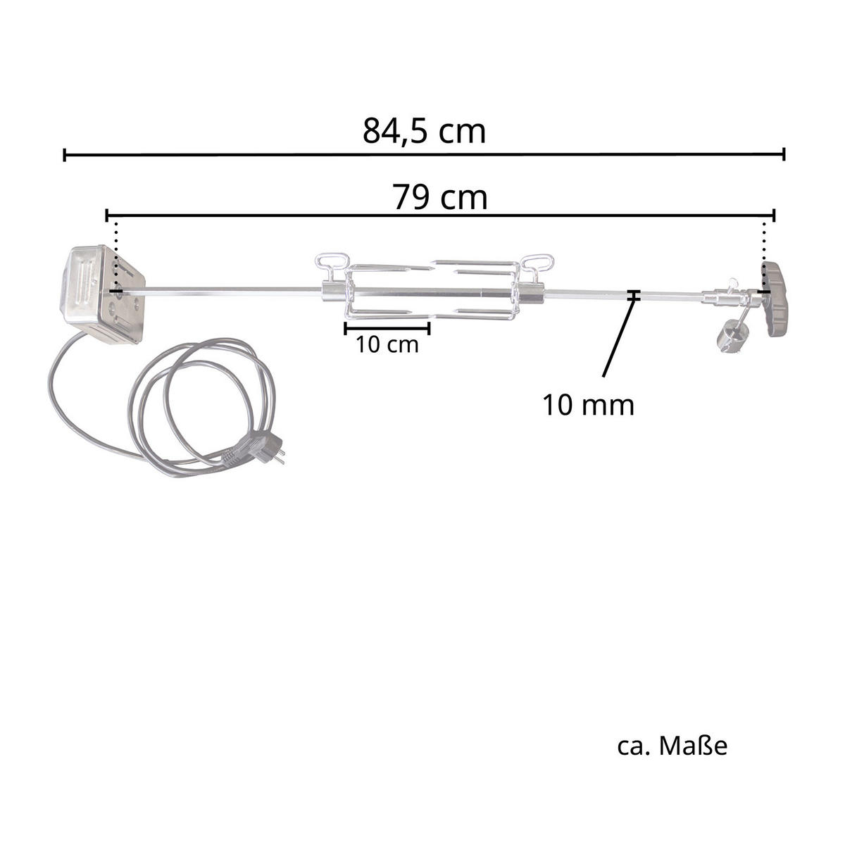 GASGRILL BLACK 3+1 Set mit Drehspieß - Schwarz, Metall (128/114/55cm) - TAINO