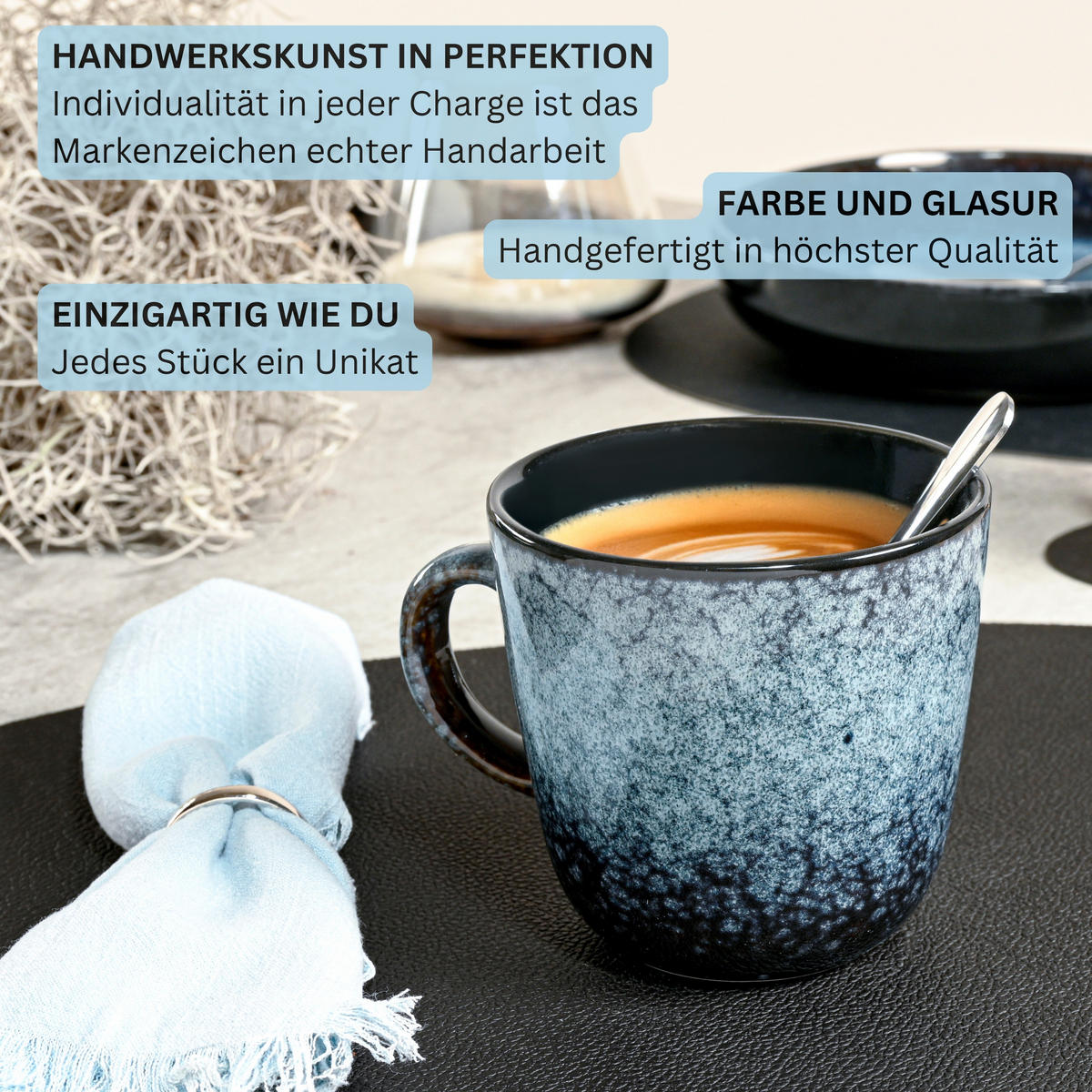 KOMBISERVICE OSAKA - 30 teilig aus Steingut - Blau, Stein (27/10.4/27cm) - Sänger