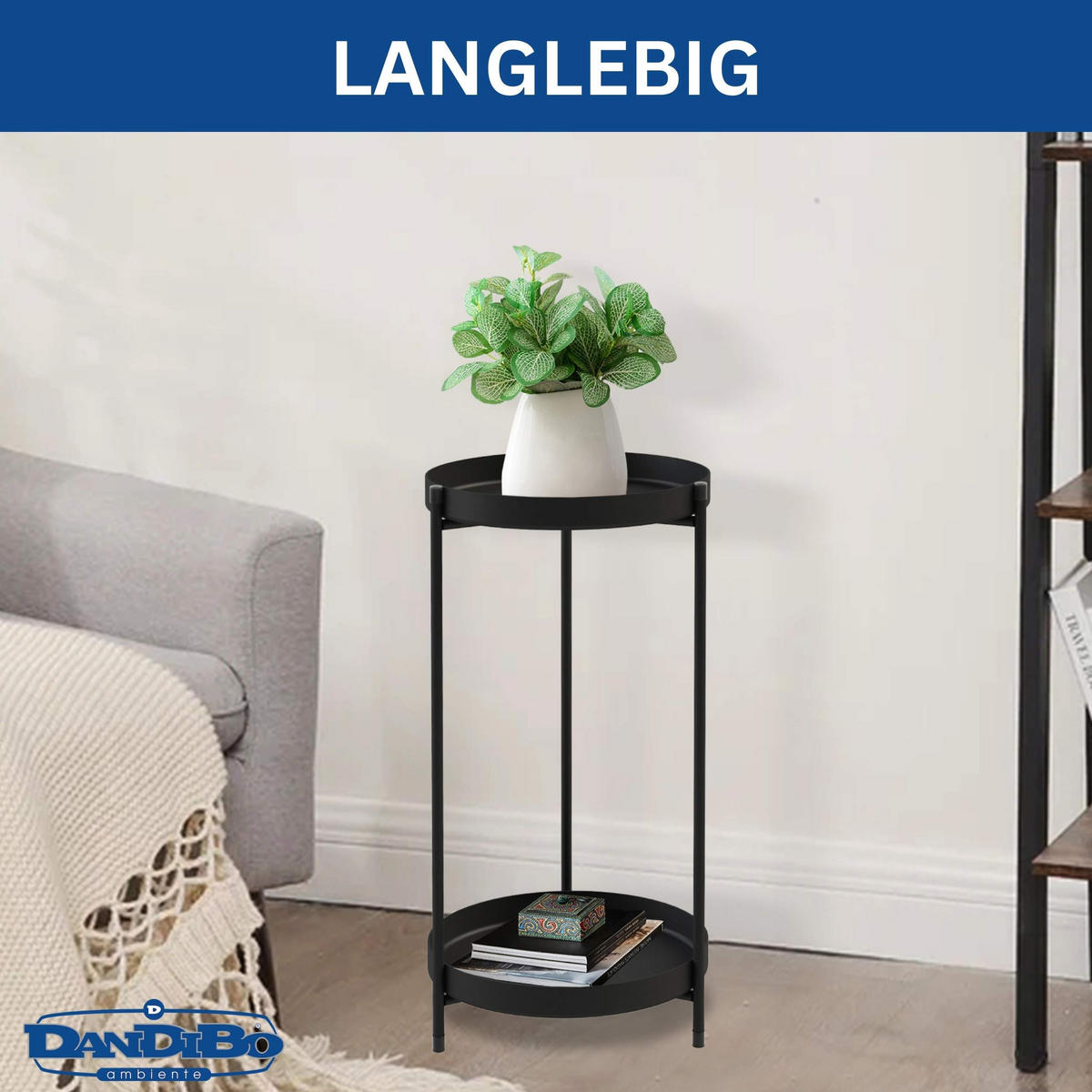 BLUMENSTÄNDER 2 Etagen Metall Schwarz 25/52 cm - Schwarz, Metall (25/52/25cm) - DanDiBo