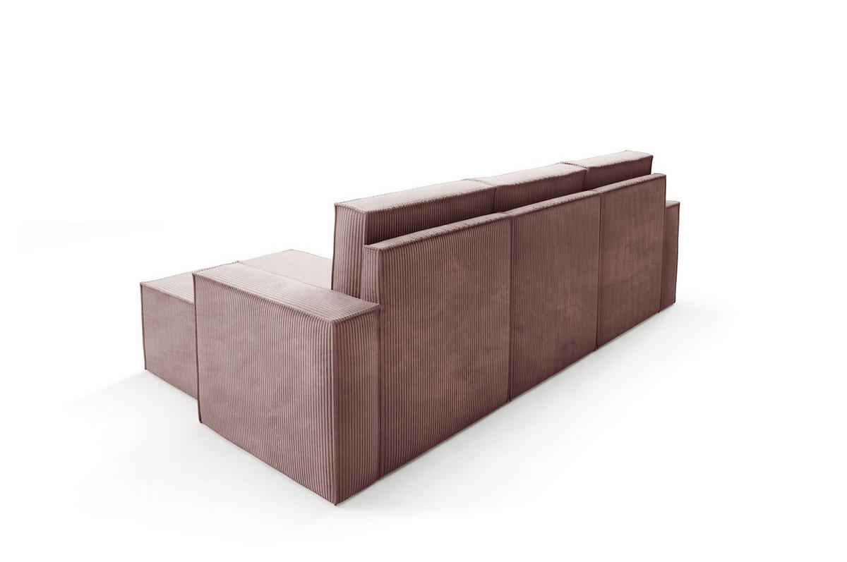 ECKSOFA Orto Rosa, Dreisitzer Kordecksofa rechte seite - Rosa, Holzwerkstoff/Textil (180/142cm) - Bettso