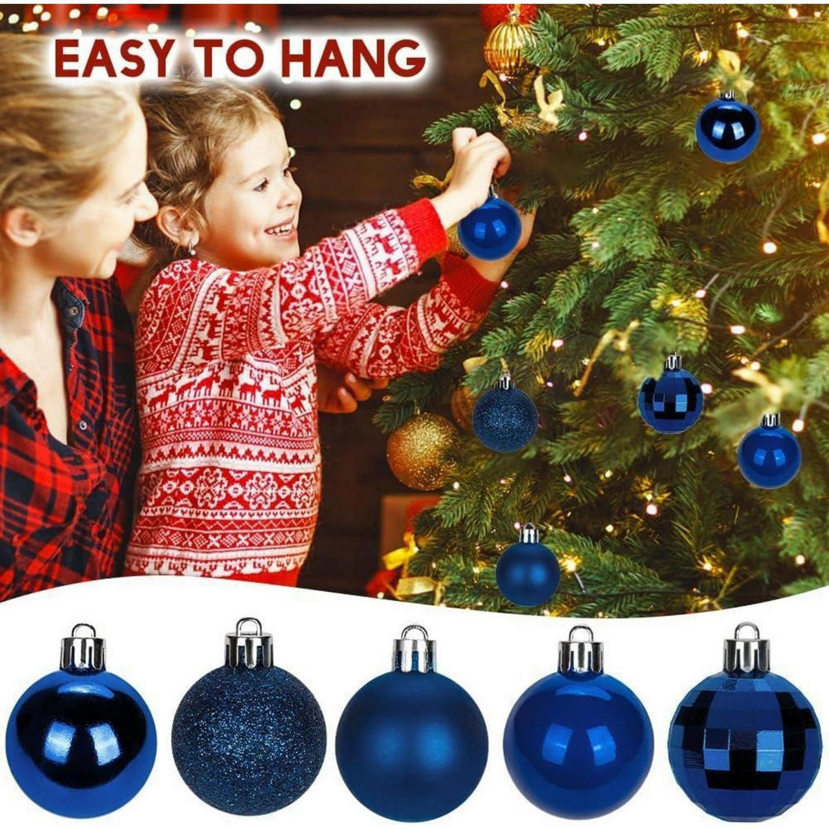 WEIHNACHTSKUGELN 40-teiliges Set Dunkelblau 4 cm - Blau, Kunststoff (4/4/4cm)