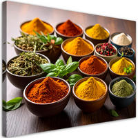 LEINWANDBILD Bunte Gewürze und Kräuter 90x60cm - Multicolor, Textil (90/60cm) - Feeby