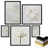 WANDBILDER 5er-Set - 50x50 cm & 20x30 cm & 40x60 cm Schwarzer Rahmen - Abstrakter Hintergrund mit feinen Strichen - Schwarz, Kunststoff (40/60cm) - ArtPrintCave