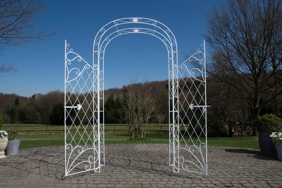 ROSENBOGEN Minden Tor 120x40x220cm Metall Weiß Rankhilfe - Weiß, Metall (120/220/40cm) - DELUKE