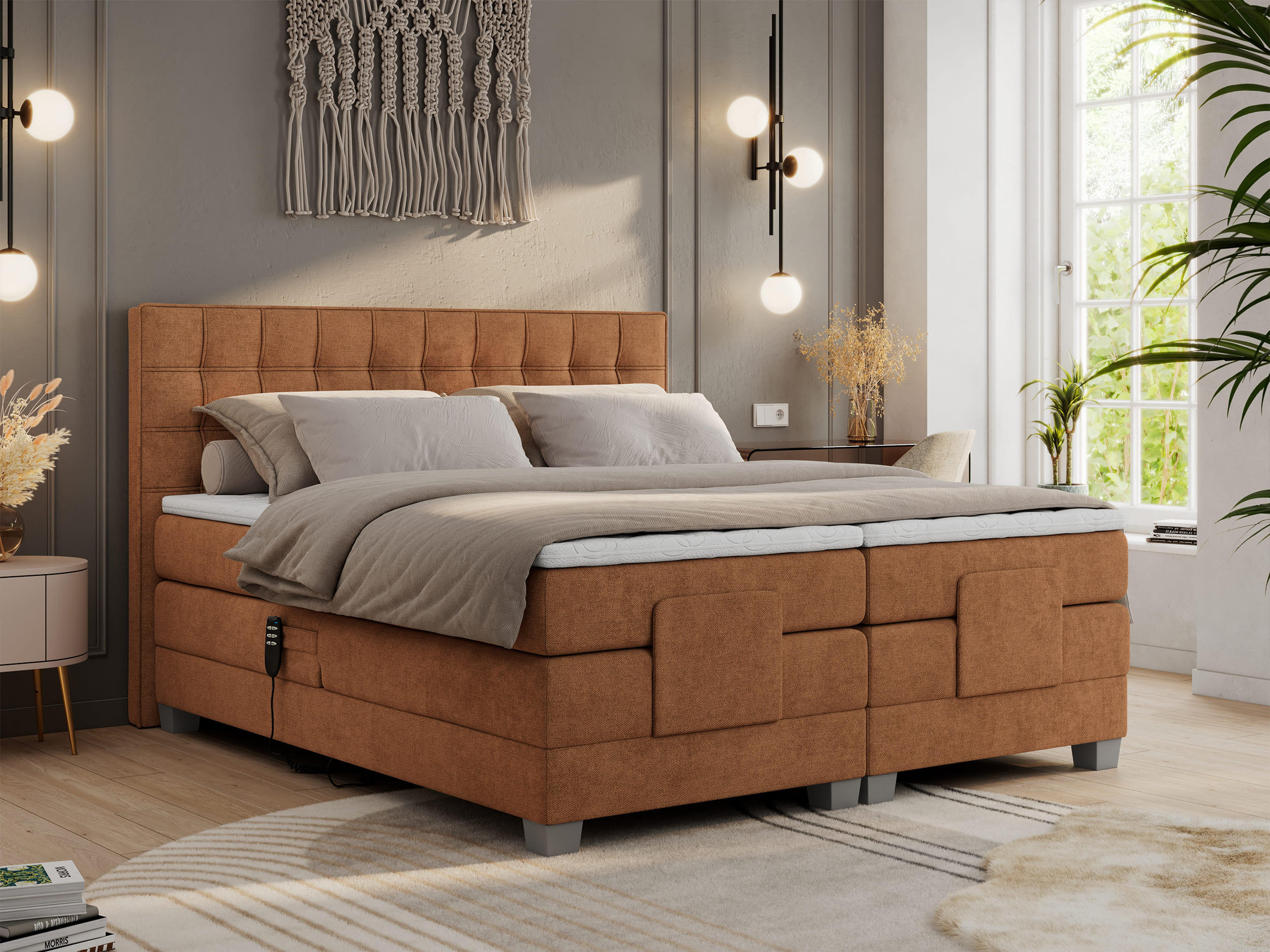 BOXBETT ELEKTRO 160/200 Orange Struktur - H3 - Orange, Holz/Textil (160/200cm) - MKS