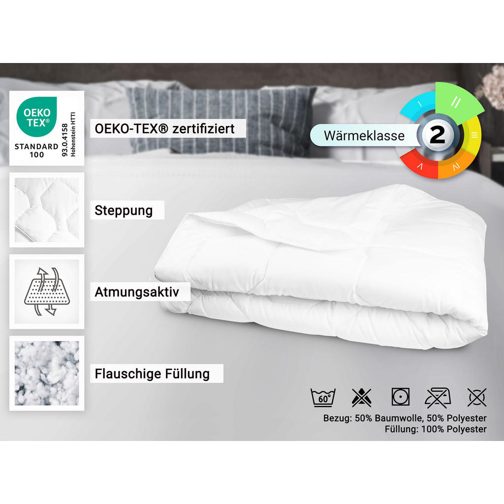 Thumbnail - Zollner Bettdecke,, Weiß, Textil, 135x200 cm, Oeko-Tex® Standard 100, Schlaftextilien, Bettdecken