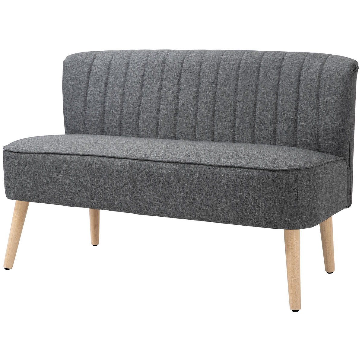 2-SITZER-SOFA DE-06551 Polstersofa Leinenoptik, Holzrahmen Grau - Grau, Holz/Textil (117/77/56.5cm) - ComfortXL