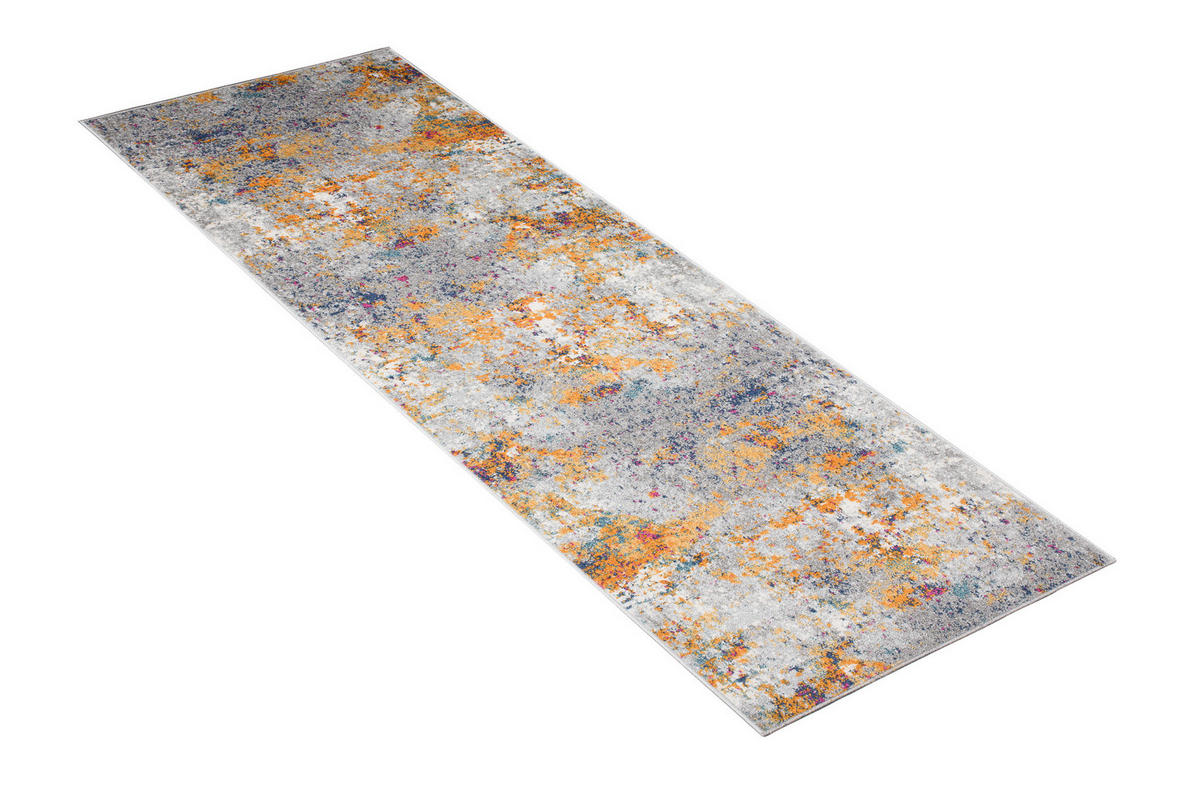 TEPPICHLÄUFER LAZUR Weiß Dunkelblau 100/1100 cm - Multicolor, Textil (100/1100cm) - Tapiso