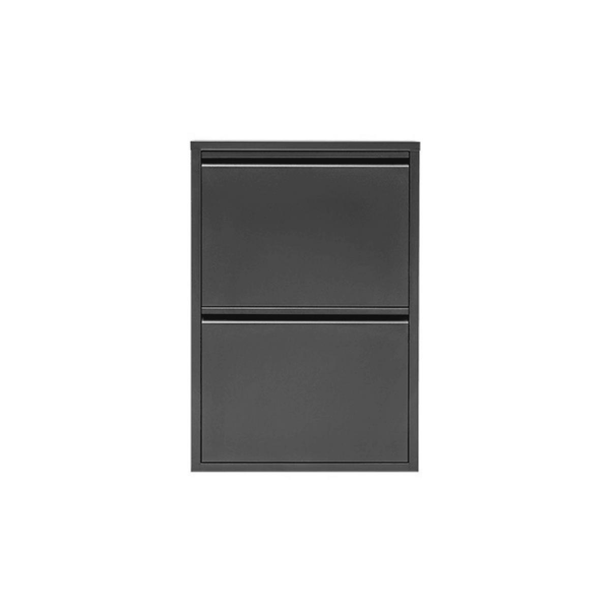SCHUHSCHRANK schmal Metall mit Magnet 2 Klappen Schwarz - Schwarz, Metall (50/70/15cm) - Gowoll
