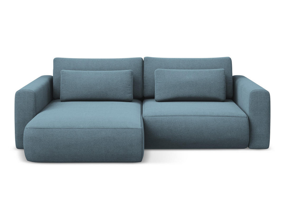ECKSOFA mit Schlaffunktion Strukturstoff Stoff Blau - Blau/Schwarz, Kunststoff/Textil (149/240cm) - Makamii