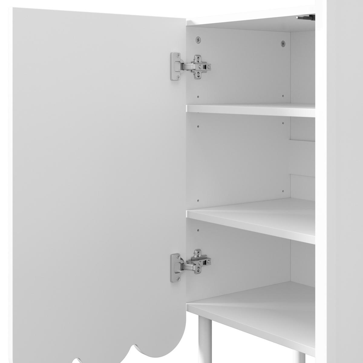 SIDEBOARD in Weiß, grifflos mit Wellentüren, MDF, verstellbare Regalböden, 120/35/80 cm, Weiß - Weiß, Holzwerkstoff (120/80/35cm) - Redom