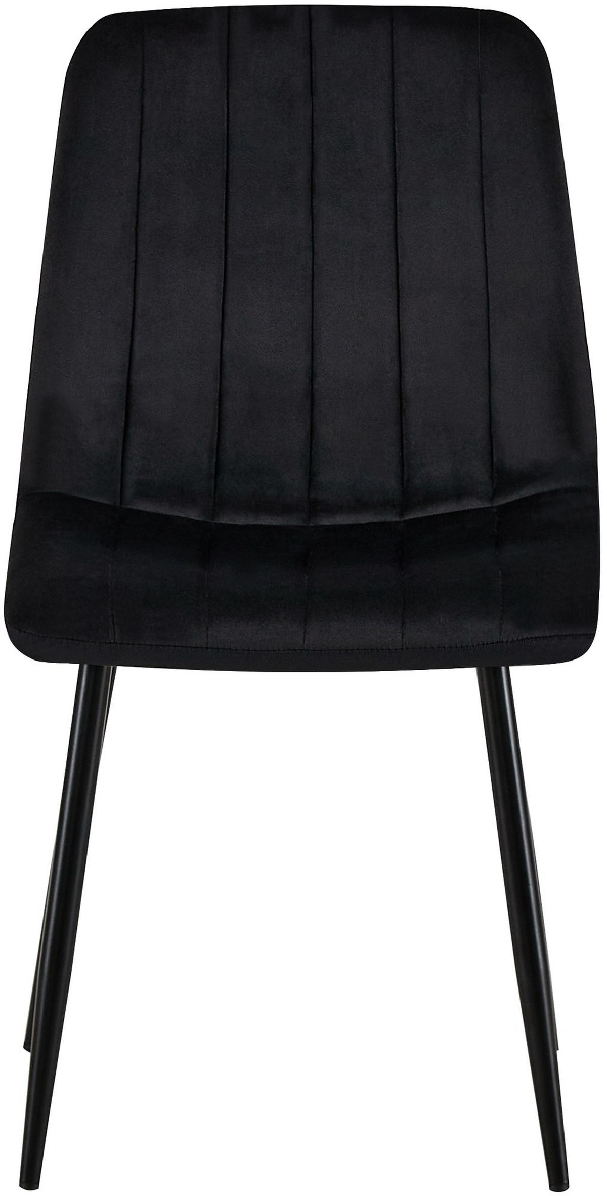STUHL 4er Set Samt Schwarz - Schwarz, Textil/Metall (45/88/53cm) - CLP