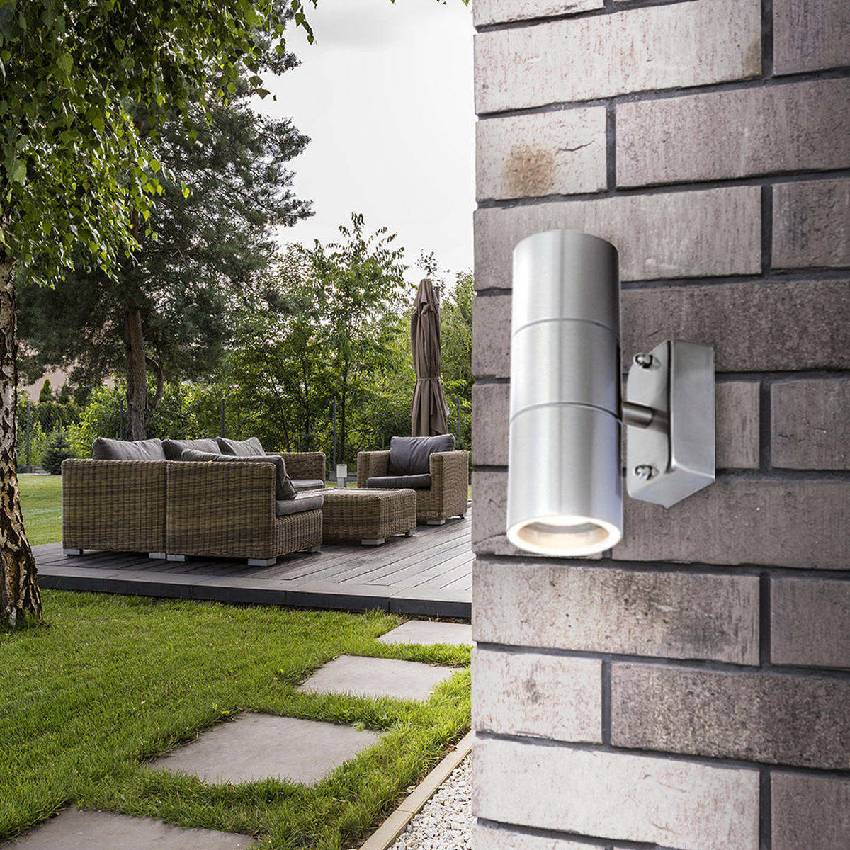 LED AUSSEN-WANDLEUCHTE STYLE Edelstahl Silber 4er Set - Silberfarben, Glas (6/16.5/10.4cm)