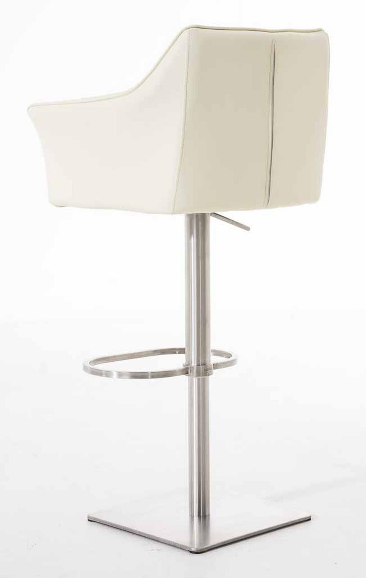 BARHOCKER 2er Set Damaskus Kunstleder edelstahl creme - Edelstahlfarben/Naturfarben, Kunststoff/Metall (64/110/48cm) - TPFLiving