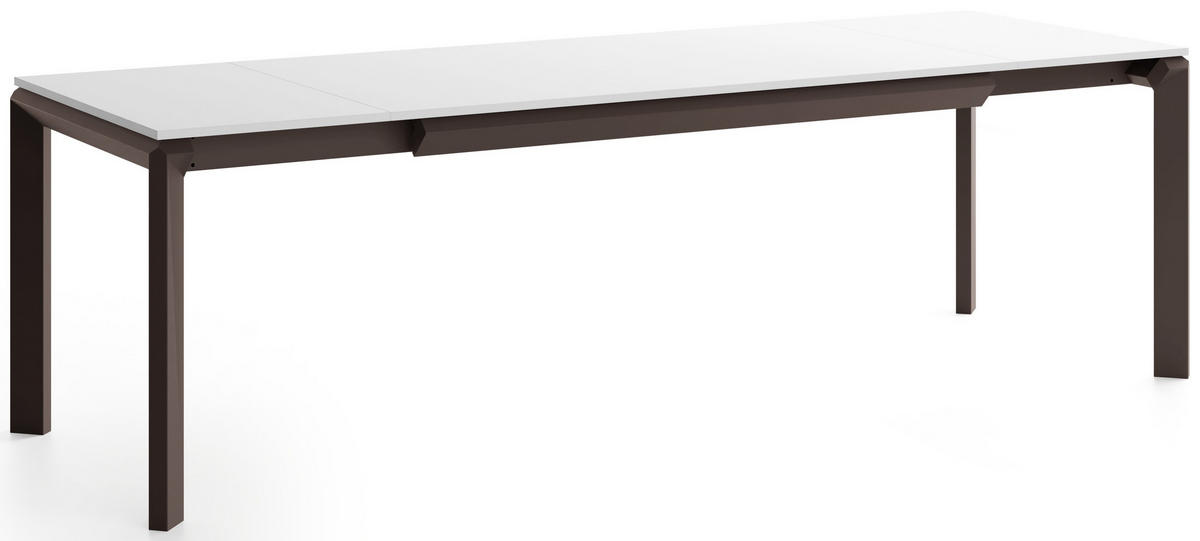 ESSTISCH Elan rechteckig ausziehbar verlängerbar mit Braunen Metallbeinen, Weiß 160-250/90/76 cm - Weiß/Braun, Holzwerkstoff/Metall (90/250/78cm) - WFL GROUP
