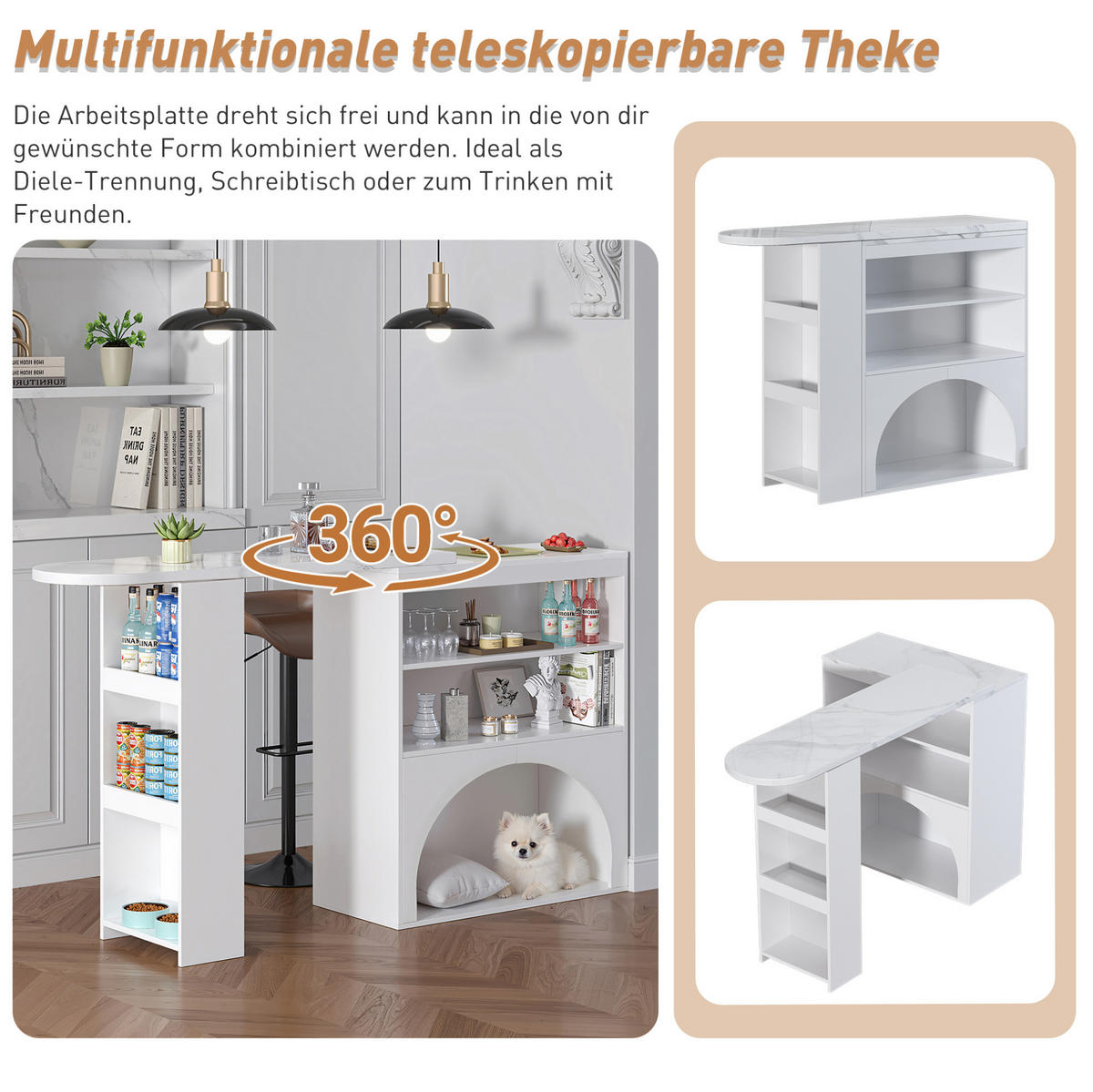 ESSTISCH 120(+80)/100/40 cm Weiß aus Holzwerkstoff mit Ausziehfunktion - Weiß, Holzwerkstoff (40/120/100cm) - OKMYHOME