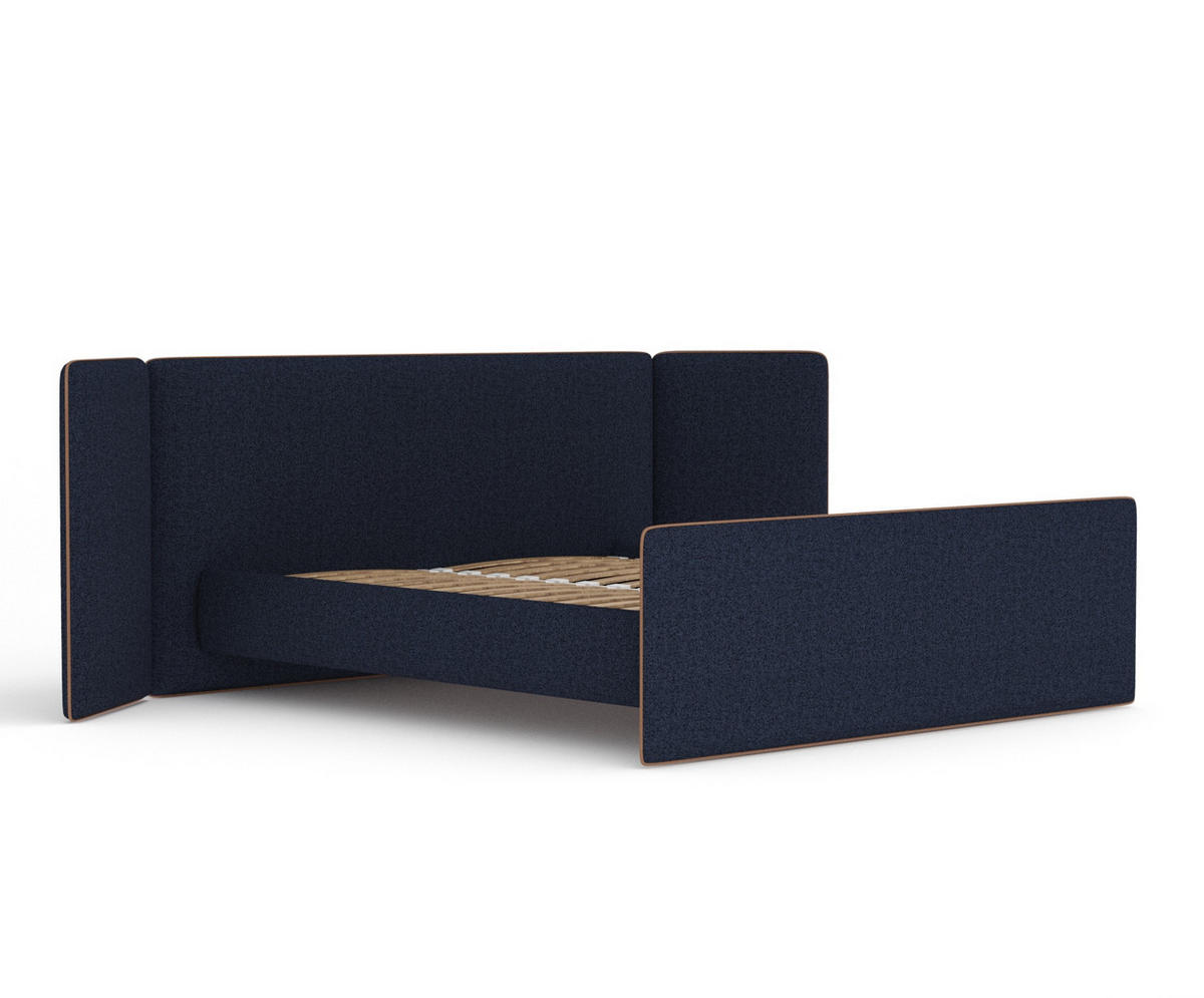 POLSTERBETT Tokyo Marineblau 160/200 cm - Naturfarben/Dunkelblau, Holz/Holzwerkstoff (160/200cm) - Maison de Reve