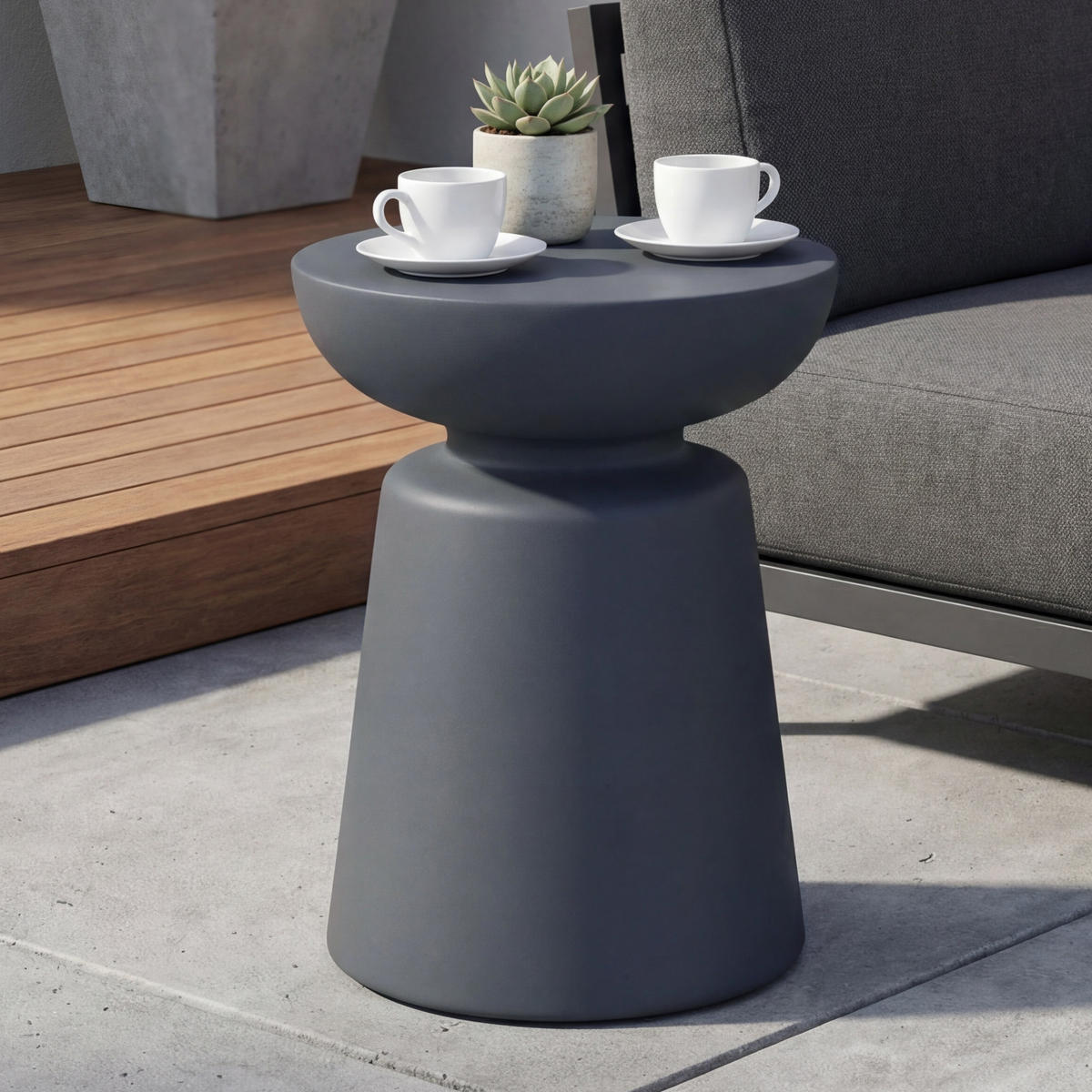 BEISTELLTISCH KYLIX Klein aus Beton 35 x 35 x 46 cm - Schwarz, Naturmaterialien (35/35/47cm) - Elementi