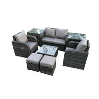 LOUNGESOFA-SET Polyrattan Dunkelgrau 6-Sitzer - Dunkelgrau, Metall - Fimous