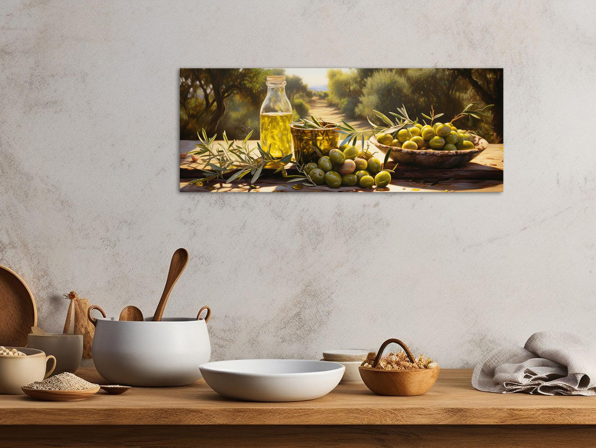 GLASBILD 80x30 cm Küche mediterran - Grün, Glas (80/30cm) - artissimo