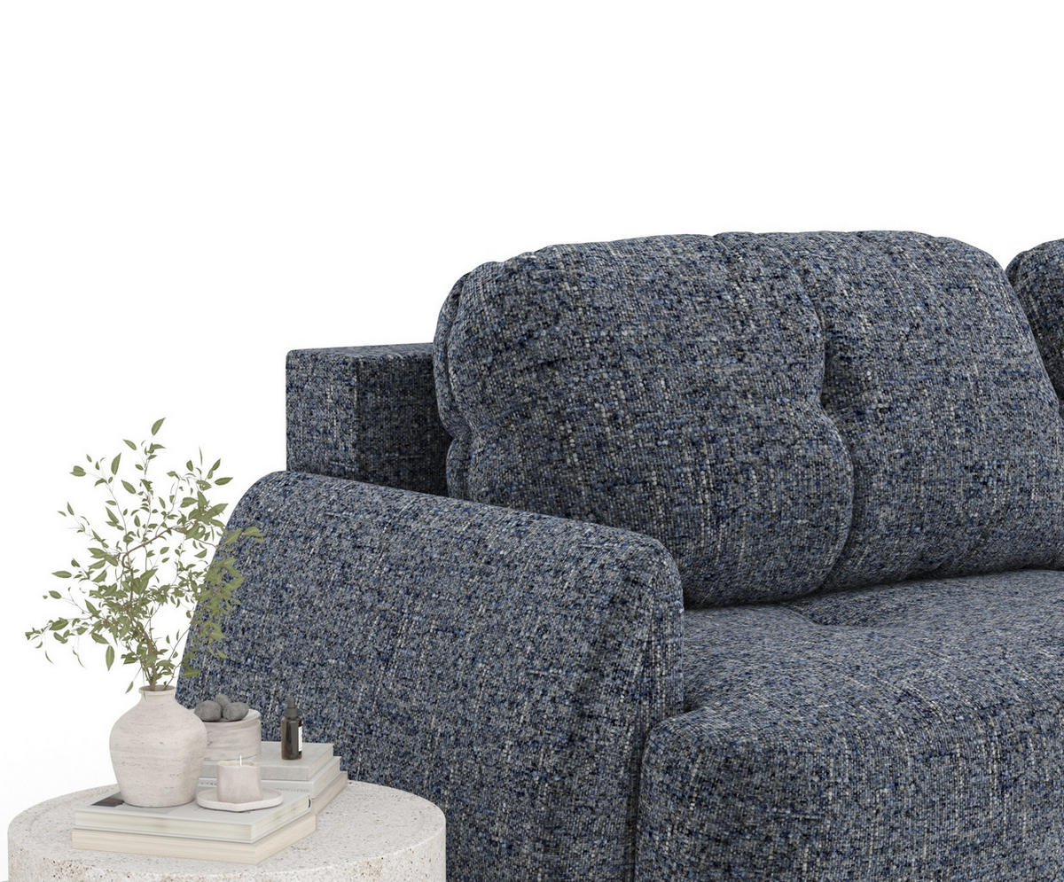SCHLAFSOFA Loca Marineblau Webstoff - Schwarz/Dunkelblau, Holz/Holzwerkstoff (248/92/103cm) - Maison de Reve