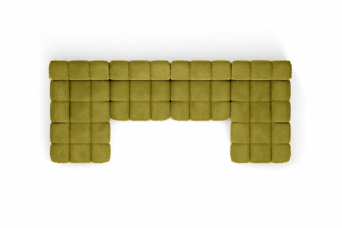 ECKSOFA U-Form XL, Stoff Velours Salvador, Olive, Selia U XL - Olivgrün, Holz (380/70/160cm) - Kaiser Möbel