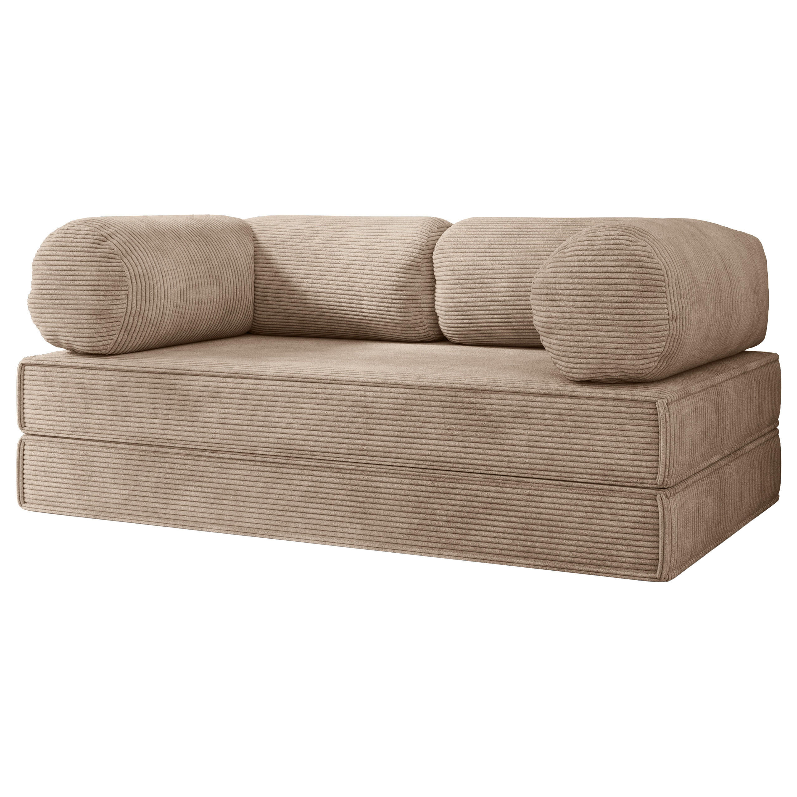 BETTSOFA ALVIO aus Schaumstoff Cordstoff Beige Schlaffunktion - Beige, Textil (170/68/80cm) - MASSENO