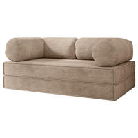 BETTSOFA ALVIO aus Schaumstoff Cordstoff Beige Schlaffunktion - Beige, Textil (170/68/80cm) - MASSENO