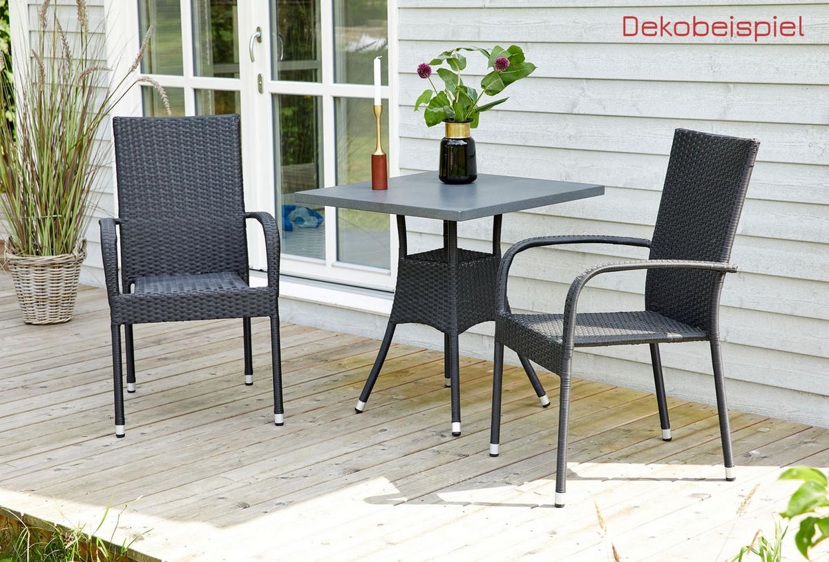 GARTENSTUHL Oslo, Polyrattan, schwarz - Schwarz, Kunststoff/Metall (56/94/64cm) - dasmöbelwerk