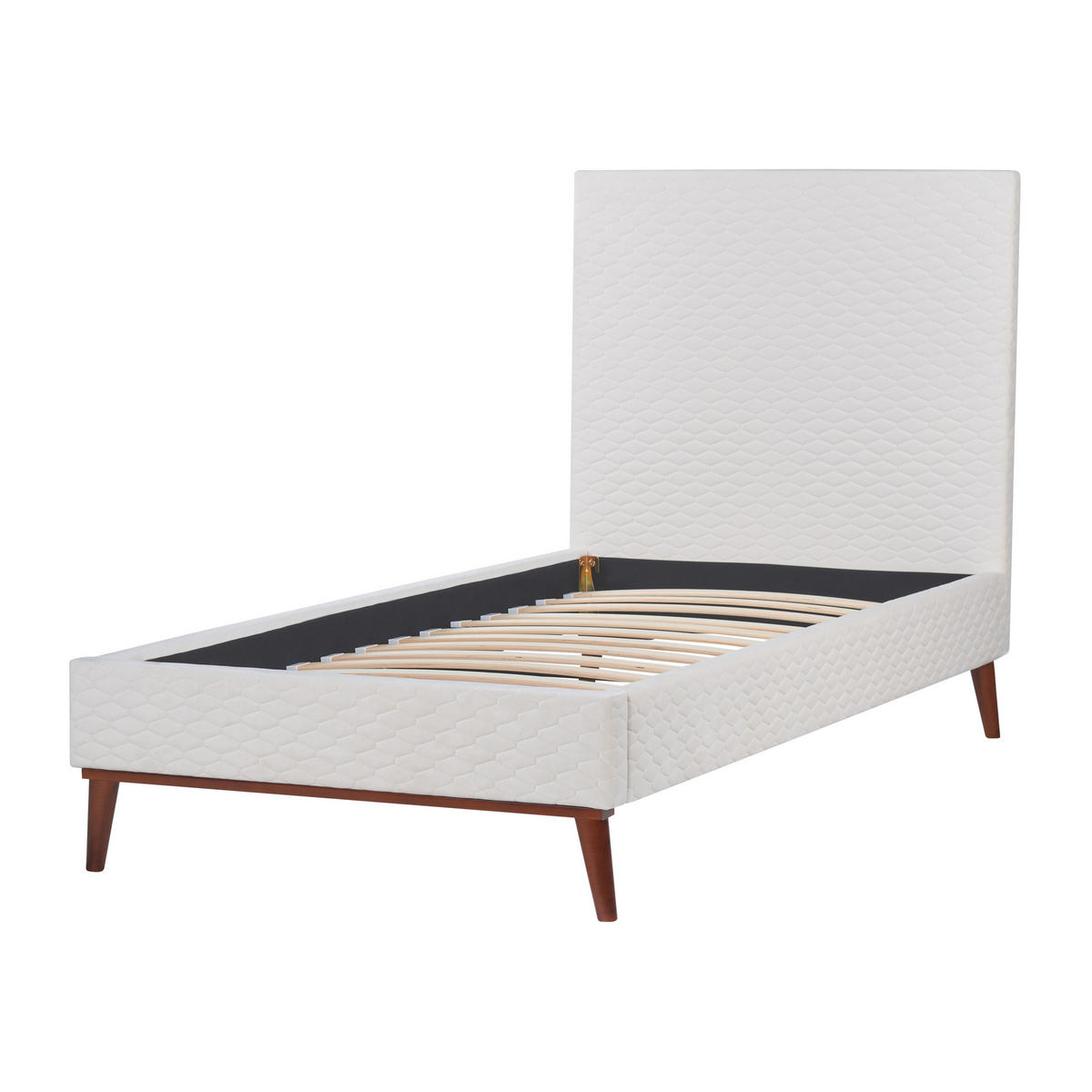 POLSTERBETT mit Lattenrost 90x200 cm Weiß Bayonne - Creme, Textil (90/200cm) - Beliani