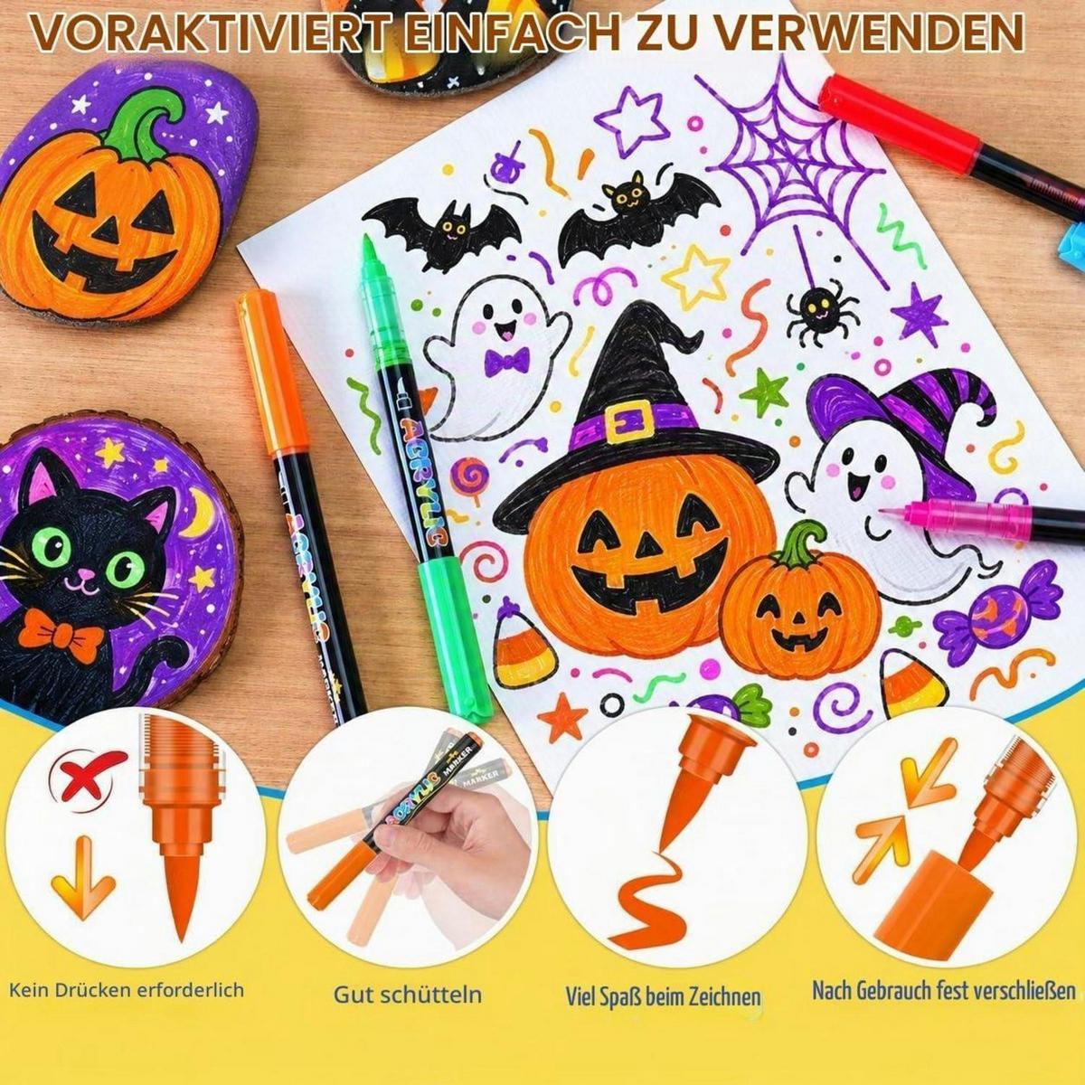 ACRYLSTIFTE Set 90 Farben Wasserfest Pinselspitze - Multicolor, Kunststoff (15/9/21cm)