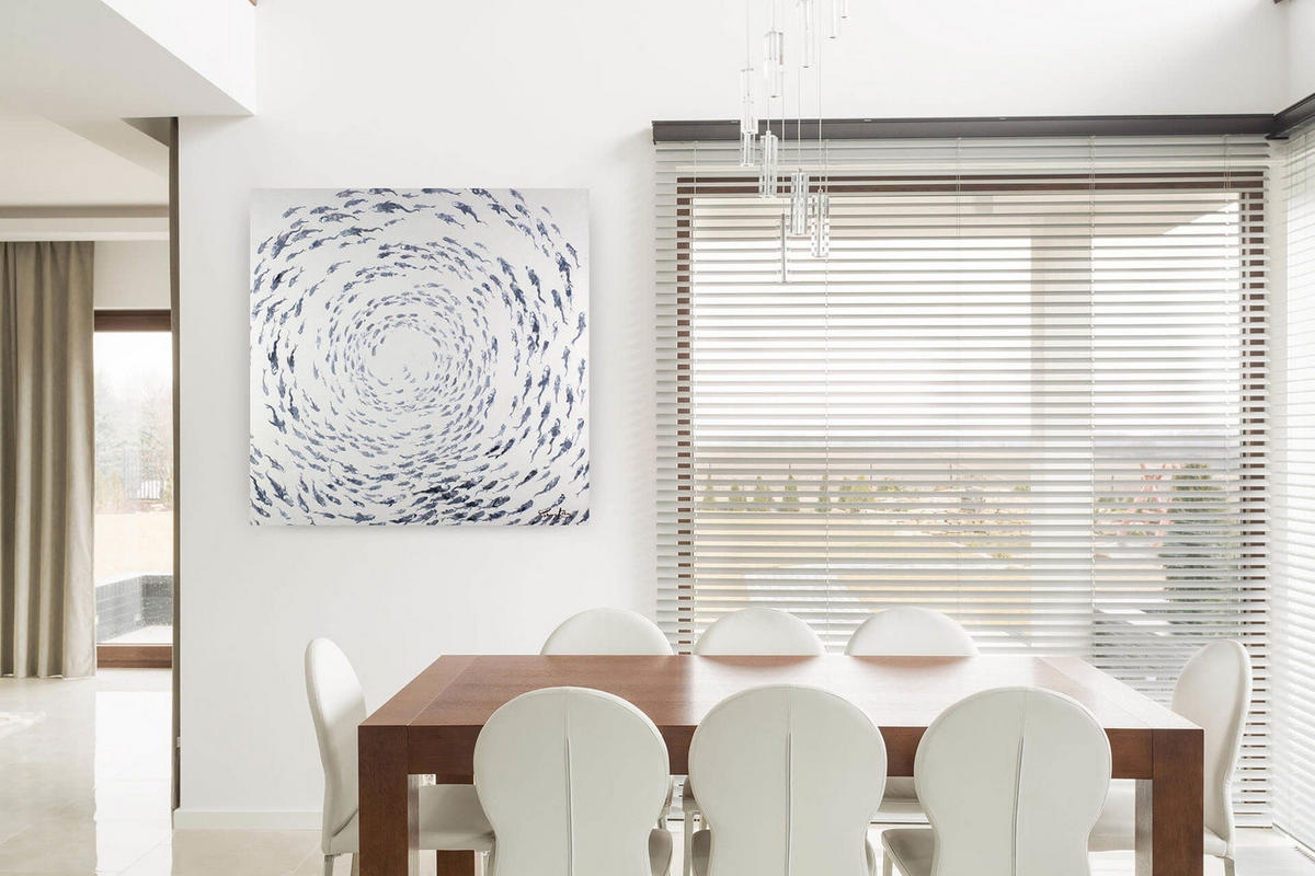 ÖLGEMÄLDE 80/80 cm - Weiß/Grau, Holz/Textil (1.6/80cm) - KUNSTLOFT